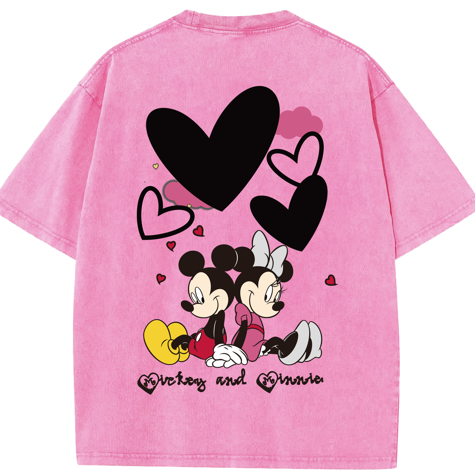 （画像用） ミッキーマウス Mickey Mouse 綿100% ヴィンテージ風 半袖Tシャツ（背面プリント）
